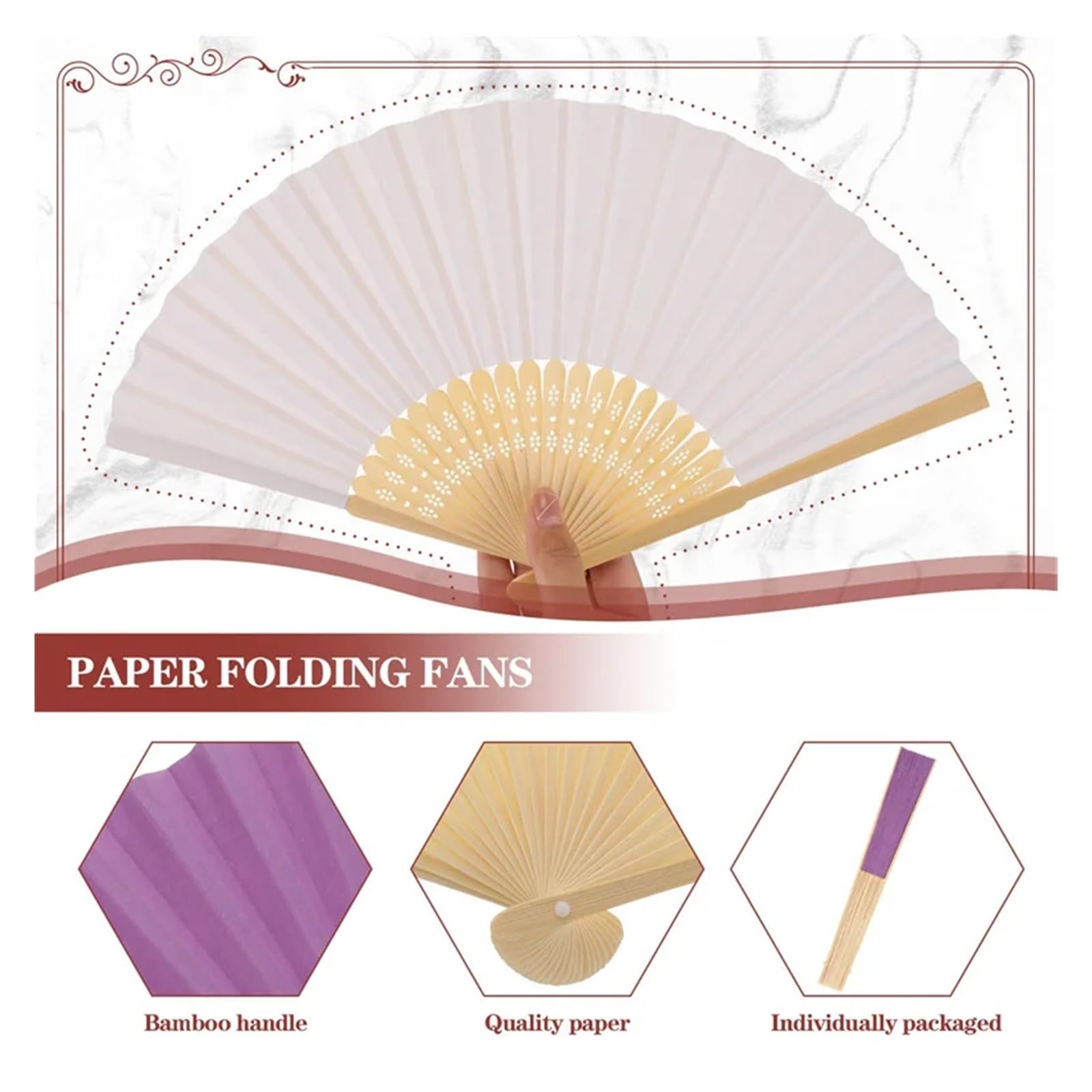Papierfächer 32 Stück mehrfarbige Faltfächer, Handfächer, Papierfächer, gefaltete Fächer for Hochzeitsfeiern und Heimdekoration | Brown