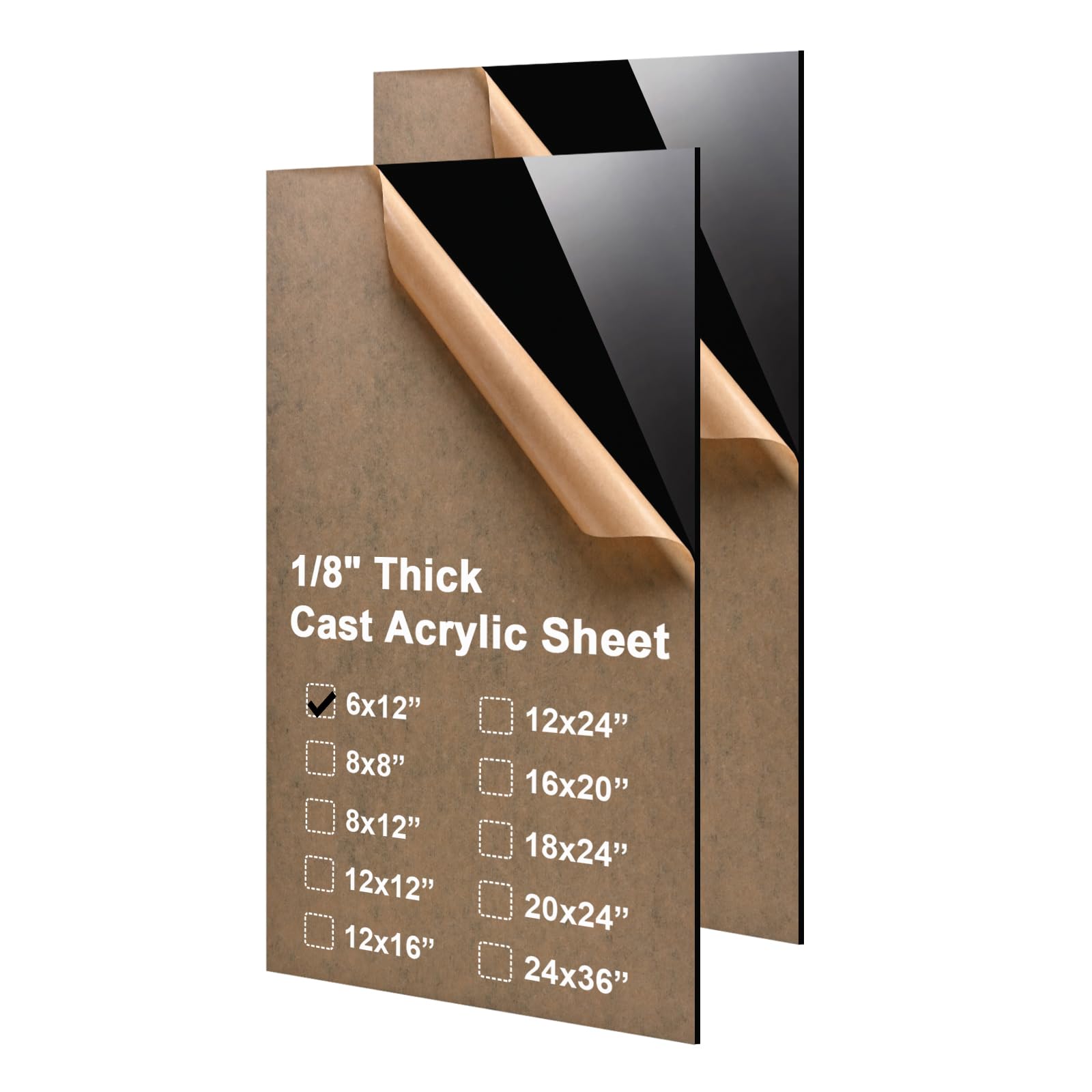 6x12 Plexiglass Sheets 1/8 inch Thick - 3mm Black Cast Acrylic Sheet, Plastic Board Polycarbonate Sheet for DIY Project, Craft, Table Top, Acrylic Sign and Wedding Invitation 2 Pack