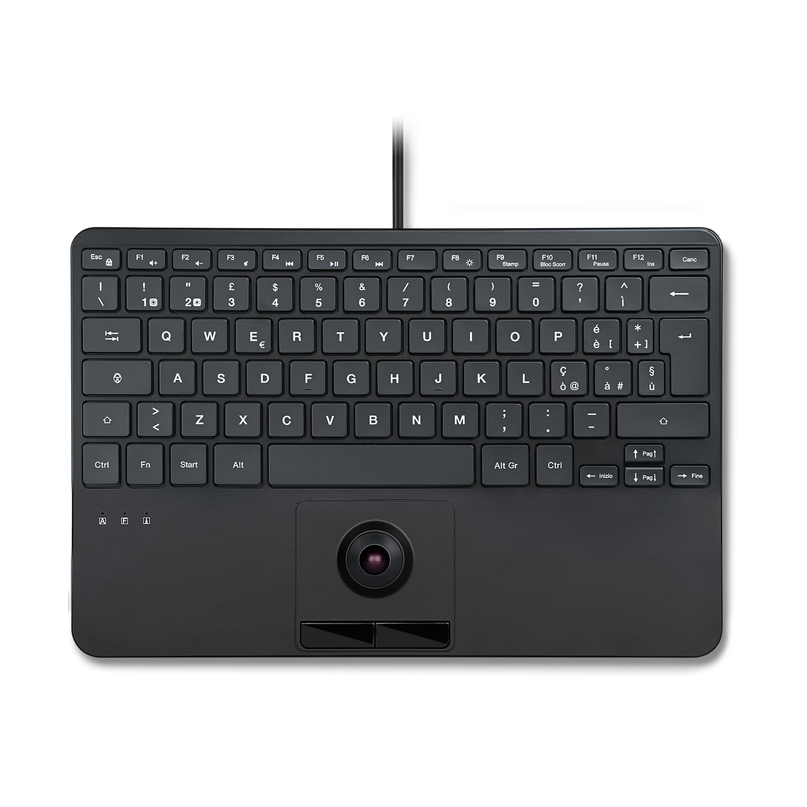 Perixx PERIBOARD-427 US, Tastiera USB cablata retroilluminata con trackball - Retroilluminazione bianca e rossa - Dimensioni compatte 11,18 × 7,17 × 1,1 pollici - 2 hub USB integrati - Layout italiano