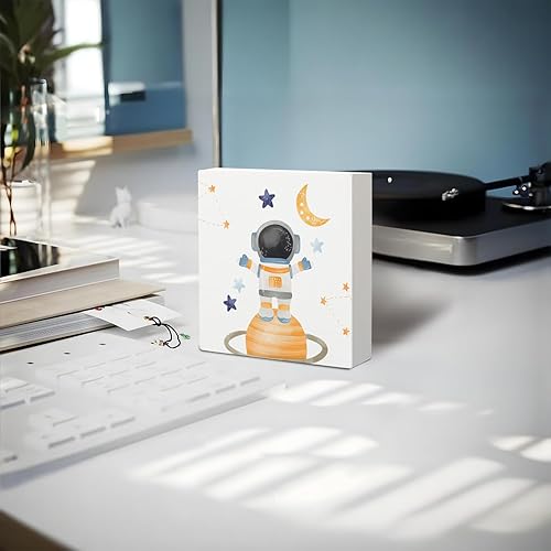 Miniatura 4 de Letrero de madera para decoración del cuarto del bebé, letreros de madera de astronauta espaciales para guardería, habitación de niños, hogar, mesa,