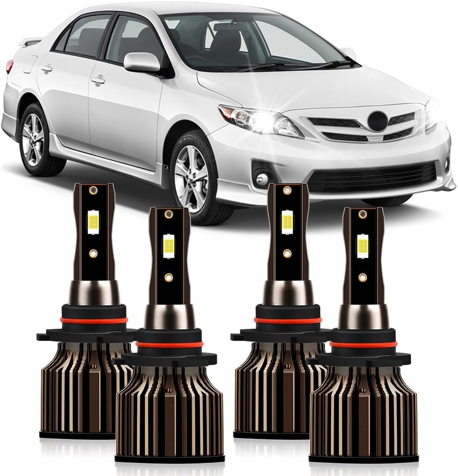 For Toyota Highlander 2000 2001 2002 2003 2004 2005 2006 2007 High Low Beam Lights Bulbs, 9005 9006 Powersports Bulbs Combo, 6000K White, 400% Brightness, Plug and Play, Pack of 4