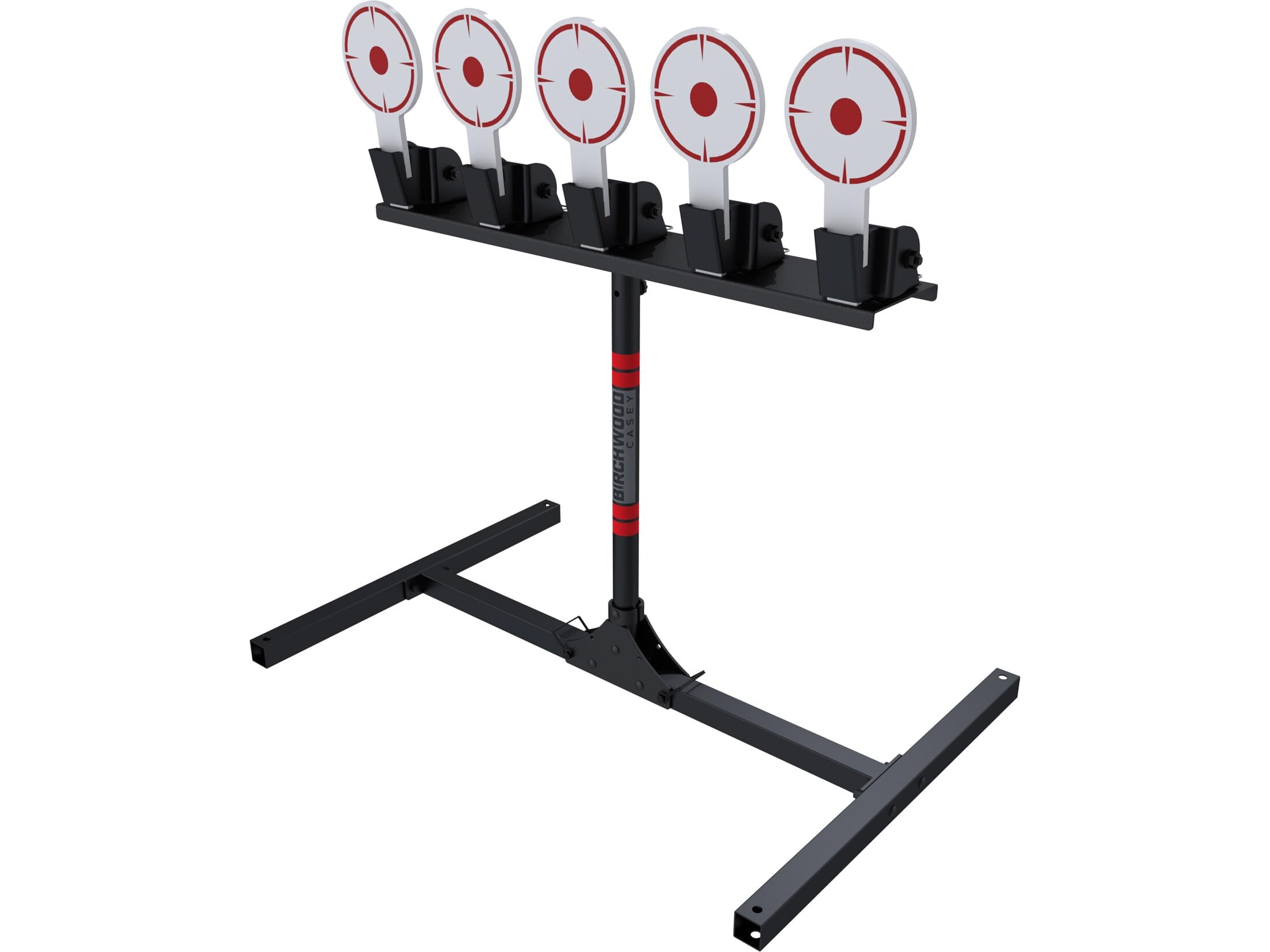 Photo 1 of Birchwood Casey 5 Spring Loaded Self-Resetting 6" Diameter Targets with Plate Rack & Folding Target Stand - Durable Long-Lasting Metal Standing Target for Shooting