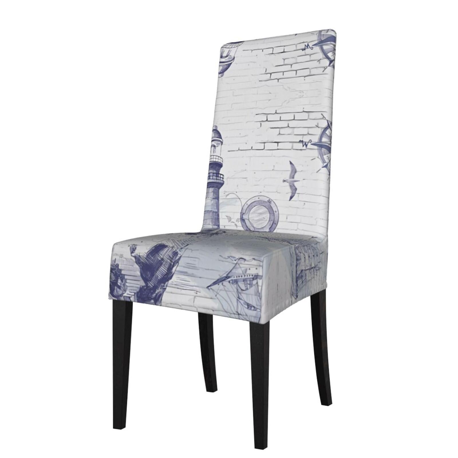 YYHHAOFA Sail Boat Compass Prints Protection Cover for Dining Chair - Stretch Slipcovers, Easy Refresh for Your Dining Room & Event Decor