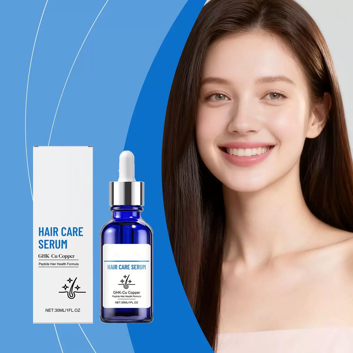 Ghk-Cu serum do włosów z peptydu miedzianego Ghk-Cu, serum do włosów suchych, zniszczonych włosów, wzmacnia i pogrubia włosy, wspomaga nawilżenie w przypadku suchej skóry głowy, nie natłuszcza. (3 szt