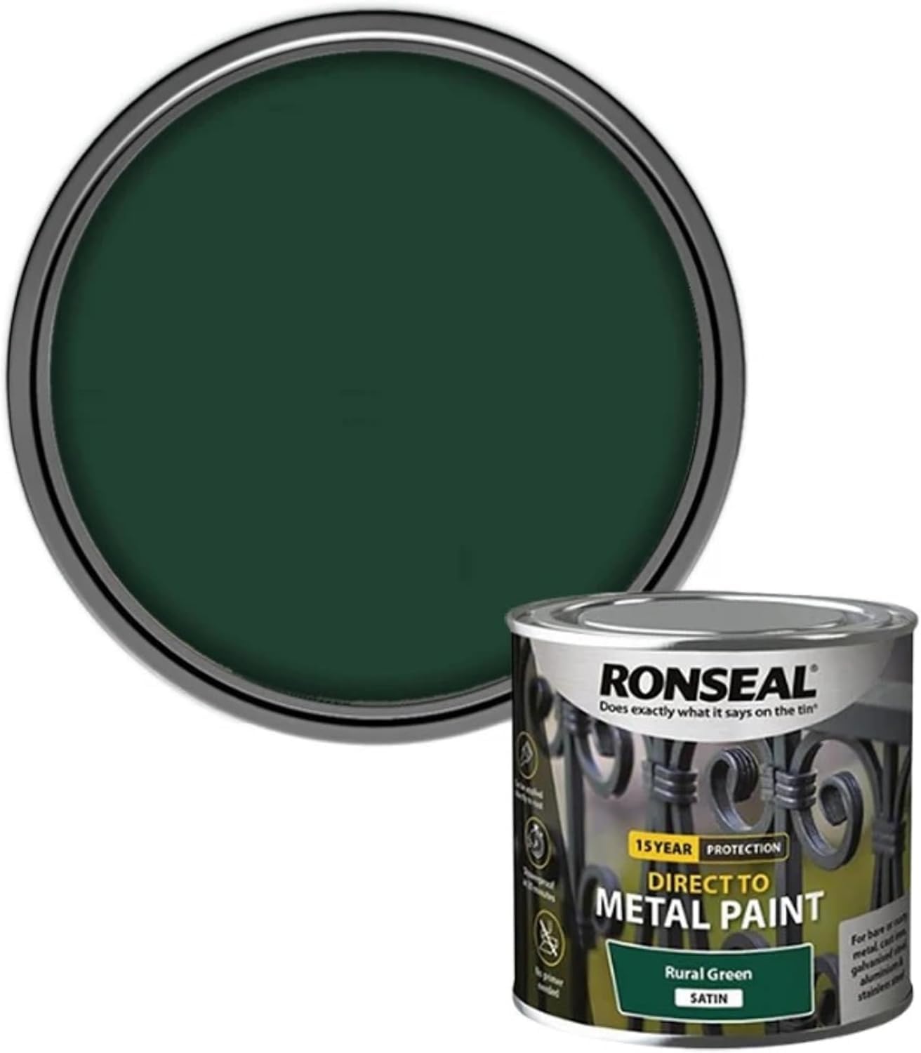 DUAYRA Metal Paint | Anti Rust Water Based | Quick Drying Formula | Long Lasting Finish | Metal Surface Paints | No Primer Needed | Tough, Durable & Weather Resistant | (Rural Green Satin, 250ml)