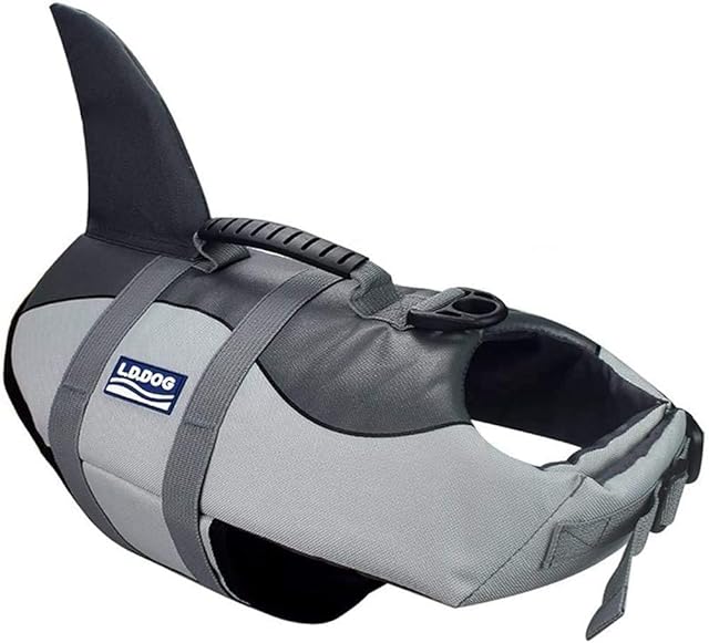 Dog LifeJackets Dinosaur Shark Dog Lifejacket Dog Buoyancy Aid Dog Saver Life Jacket Dog Swimming Vest Adjustable Life Jacket for Dogs Shrimp Summer Swimsuit Coat Swimsuit Dog Jacket Life