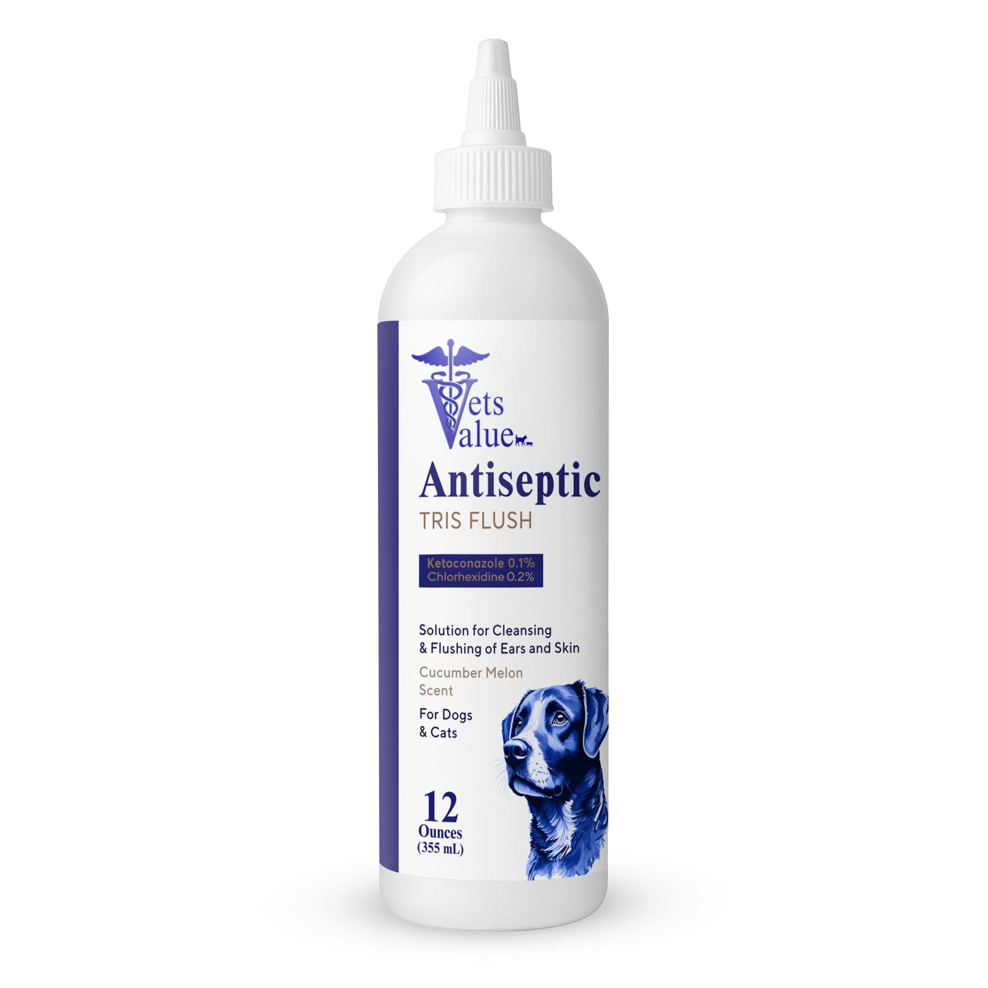 Vets Value Tris Flush Ear Cleaner for Dogs & Cats – 8oz Alcohol-Free, Non-Stinging Veterinary Ear Wash – Supports Routine Ear Hygiene, Odor Control, Gentle Formula – Made in USA