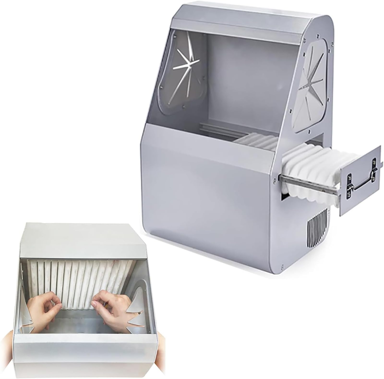 McbeAn Contenitore per La Polvere per Laboratorio Odontoiatrico, Contenitore per La Polvere per Sabbiatura, Striscia di Luce Soffusa a LED Incorporata, Utilizzando Ventola Centrifuga, più Stabile
