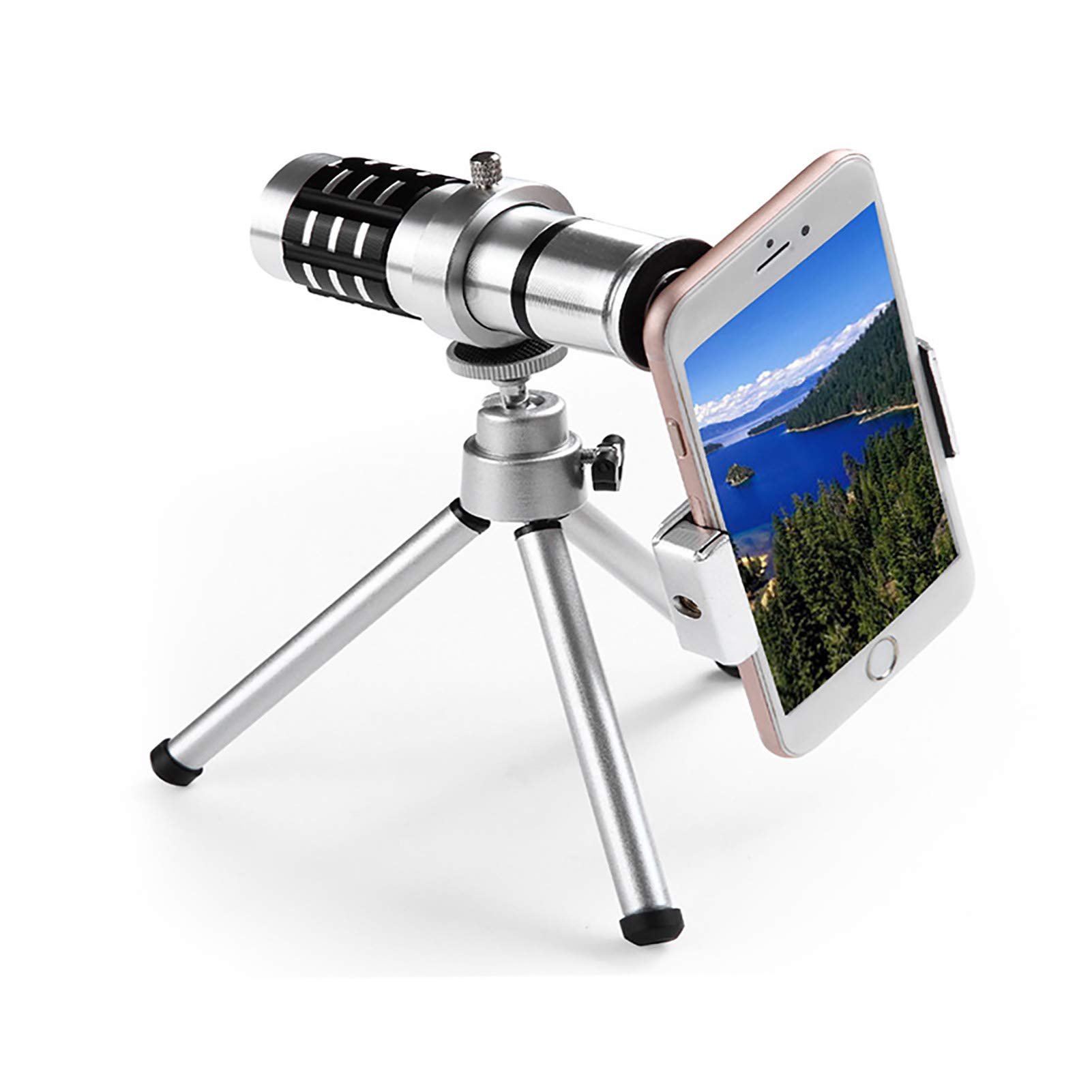 TOYOUNGUPPortable Monocular Telescope For Smartphone 12X Telephoto Zoom Lens Professional Handheld Telescope For Adults High Definition High Power Prism For Samsung Iphone