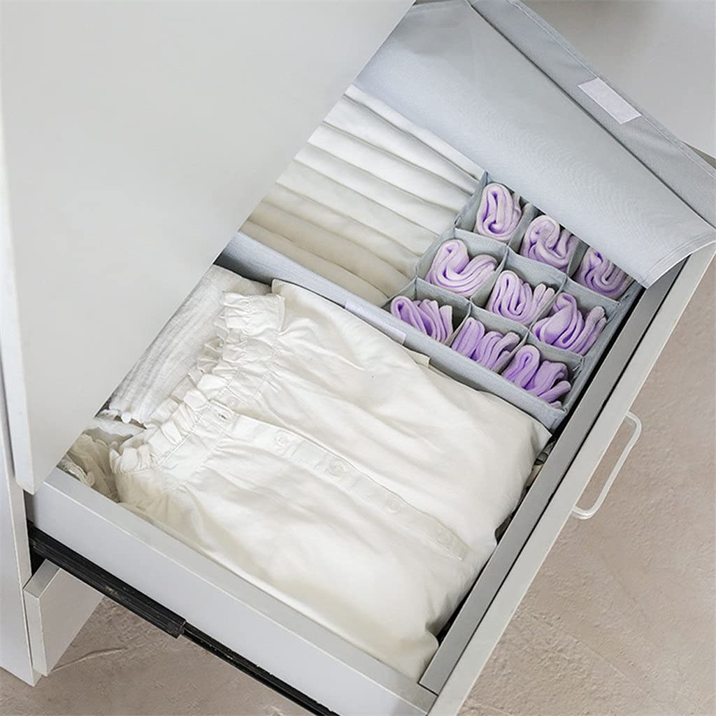 Super Pratico Fashion Home Reggiseno portaoggetti Pieghevole Biancheria Intima Organizzatore Armadio Divisorio per cassetti Scatola portaoggetti in Tessuto Oxford (Argento)