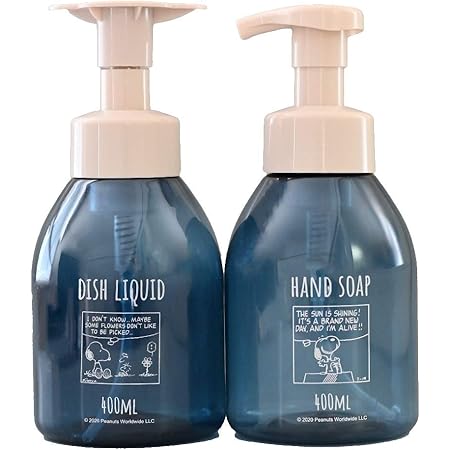 Amazon スヌーピー 泡 ハンドソープボトル 泡ボトル 400ml ピーナッツステッカー1枚セット ソープ シャンプー用ディスペンサー ホーム キッチン オンライン通販
