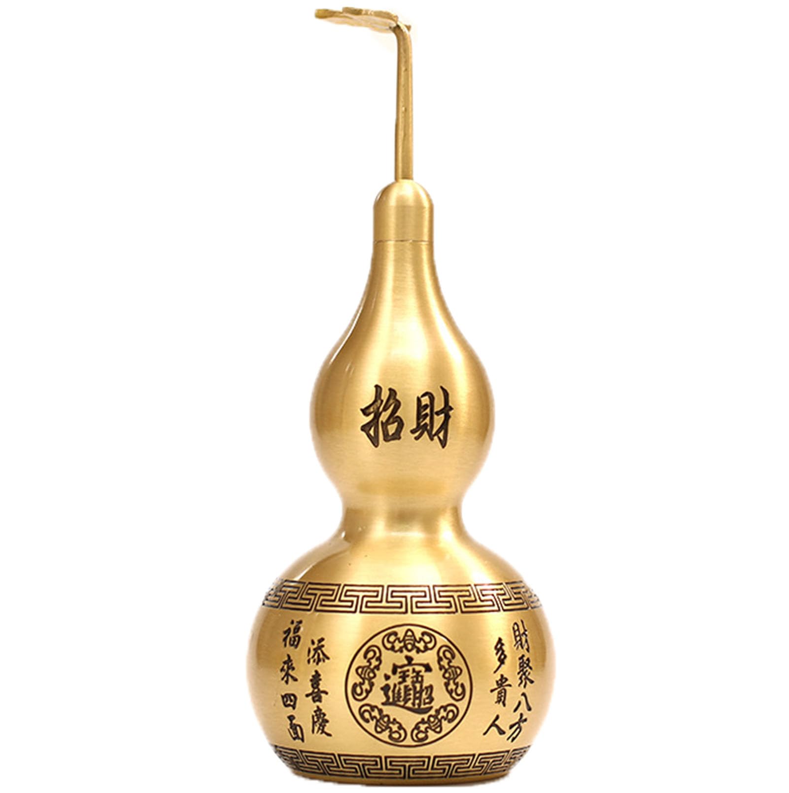 Chinese Brass Wu Lou Gourd Statue,Feng Shui Home Collectible for Fortune
