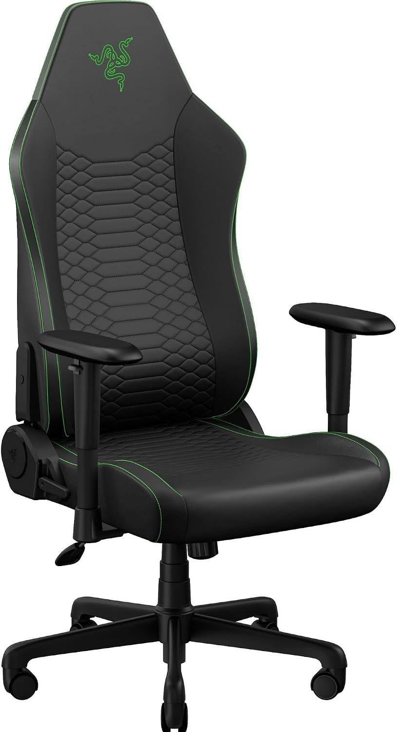 Iskur V2 X NewGen Ergonomic Gaming Chair, Black/Green | Gen-2 EPU Leather with CoolTouch, Lumbar Support, Ultra-Wide Base, Foam Cushions, Adjustable 152 Degree Recline, 2D Armrests