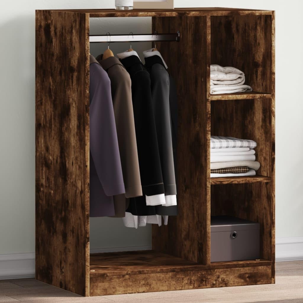 Armario de roble de 77x48x102 cm con barra y estante para ropa