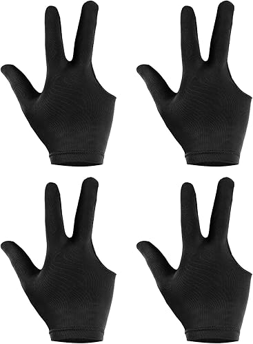 Guantes de billar con 3 dedos, paquete de 4 guantes de billar para mano izquierda y derecha, guantes de piscina para tiradores, carom, billar, taco