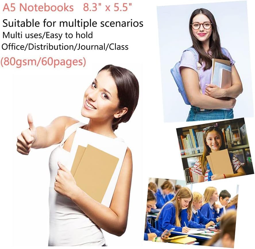 24 Pack A5 Kraft Notebook Journals for Writing 8.3x5.5 Inches Size College Ruled Subject Notebooks 60 Pages with Lined Paper Students and Office Notebook - Image 6