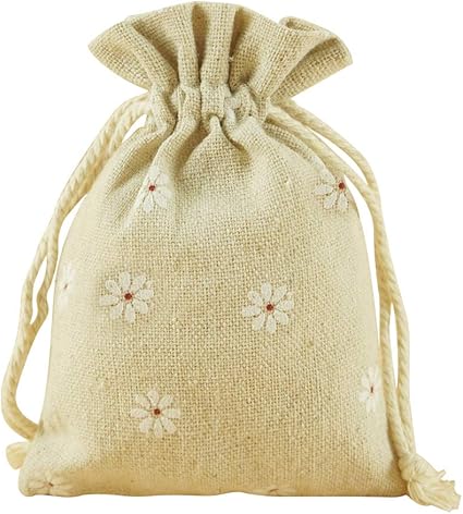 small linen bags drawstring