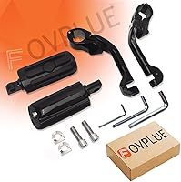 Vista 7 de FOVPLUE Estriberas de carretera de 1.25 pulgadas, estriberas ajustables en ángulo largo con soportes para Harley Touring Street Glide Electra Glide