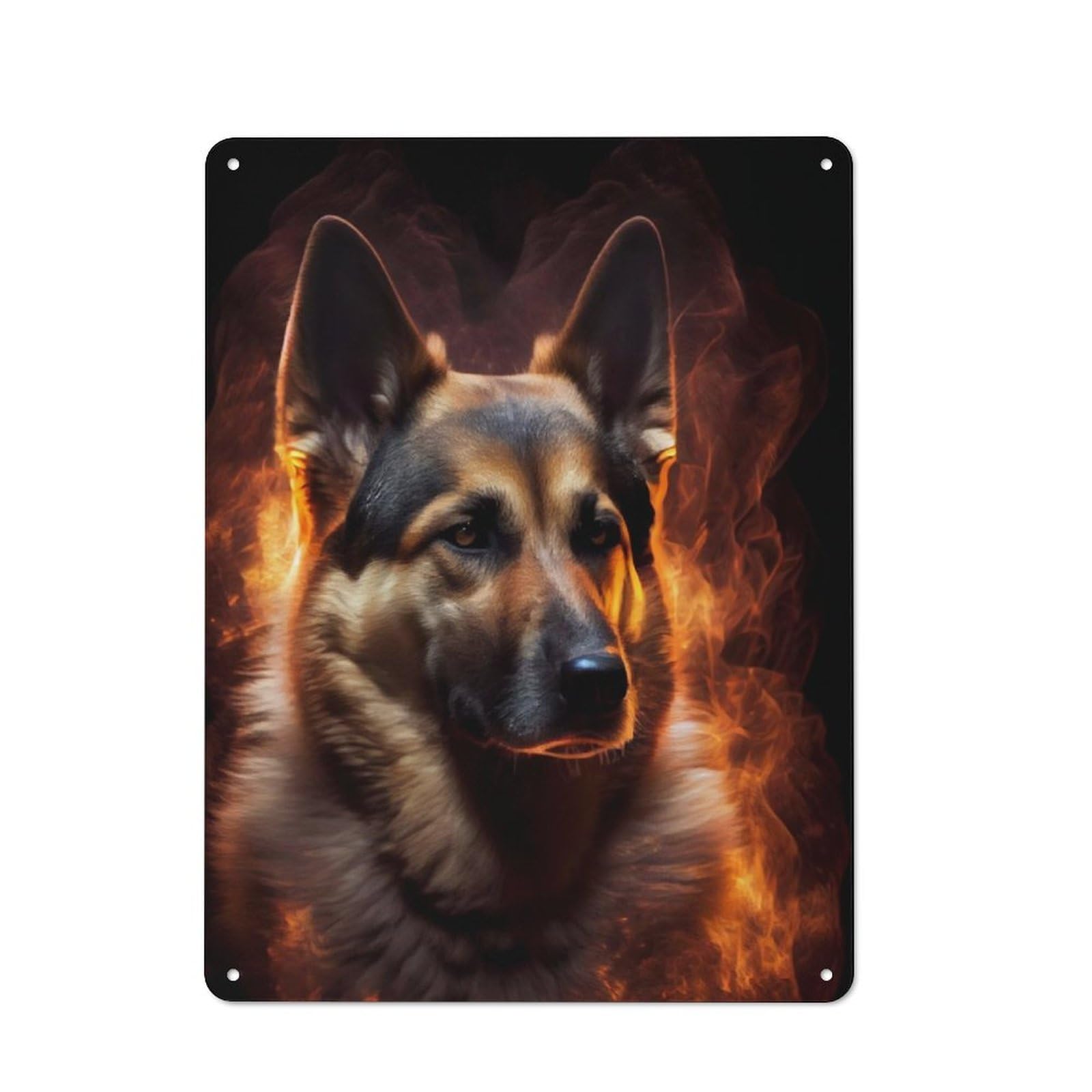 Junmoney German Shepherd Fire Vintage-Inspired Tin Sign 40X30cm For Café Or Restaurant, For Cooler-Month Interiors With Vintage Character