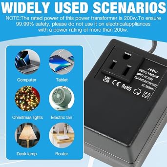 Step Down Power Voltage Converter Transformer, Step Down Transformer, US to UK Voltage Converter, 220V/240V To 110V/120V (UK Plug), Intelligent Adapter Travel Power Adapter for Travel
