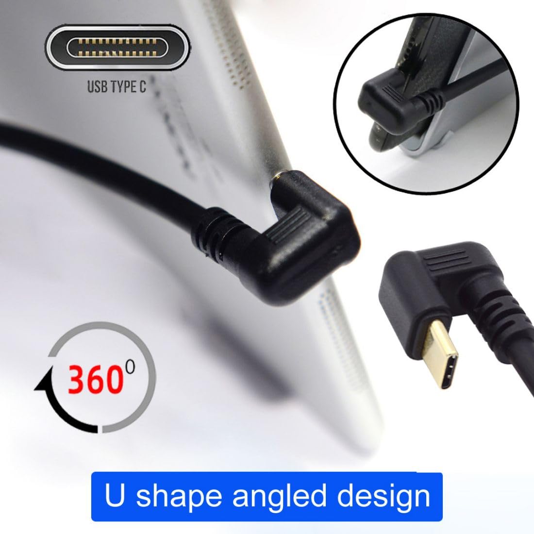 Cavo Di Prolunga USB C 3.1 Gen 2 Angolato 90° | 0,2m | 10Gbps E Ricarica 65W