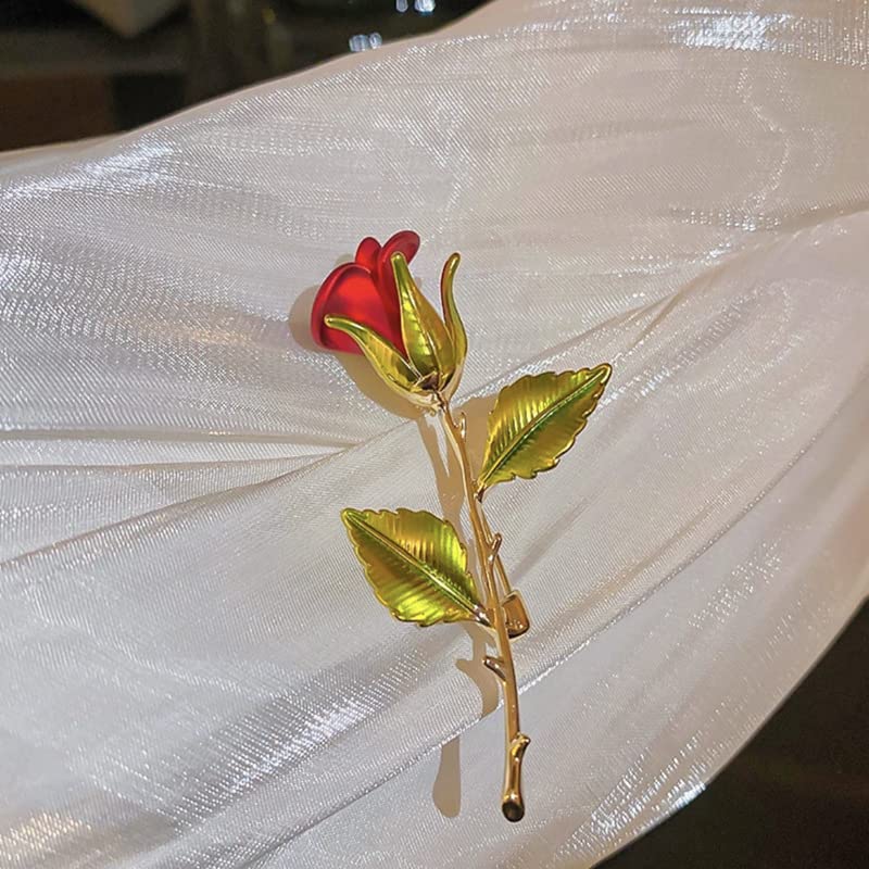 Rose Brooch for Women Flower Brooch Pin for Girls Enamel Brooch for Dress Suits Red Rose Brooches for MomWife Sister 6