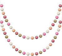 Vista 12 de Boao 2 guirnaldas de bolas de fieltro de lana de invierno de 6.5 pies, 24 bolas de pompones, decoración colgante de Navidad para pared, aula, hogar