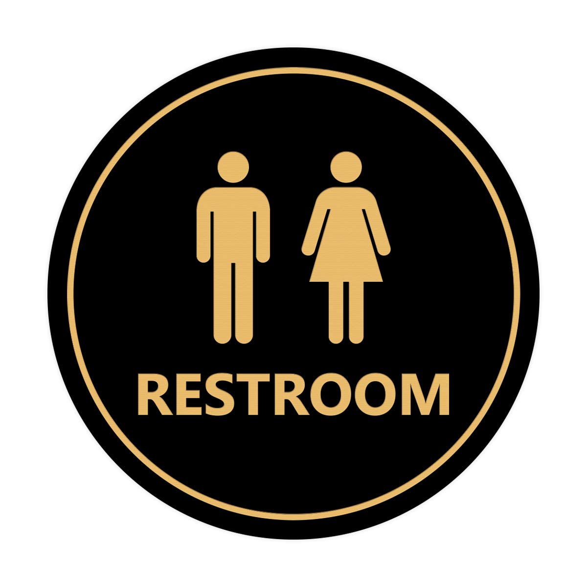 Signs ByLITACircle Unisex Restroom Sign (Black/Gold) - Small