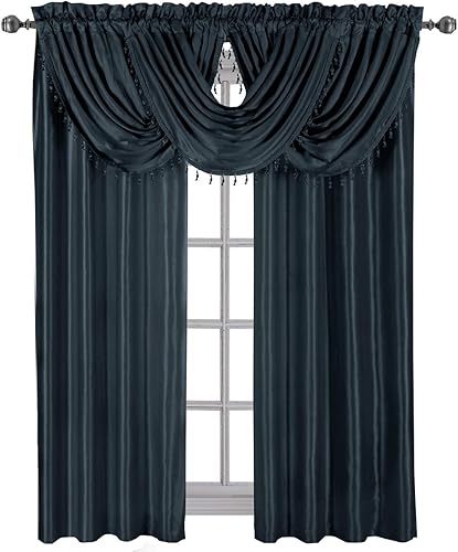 Vista 110 de Royal Hotel Bedding Soho - Cenefa con festón morado, patrón sólido, 35 x 30 pulgadas