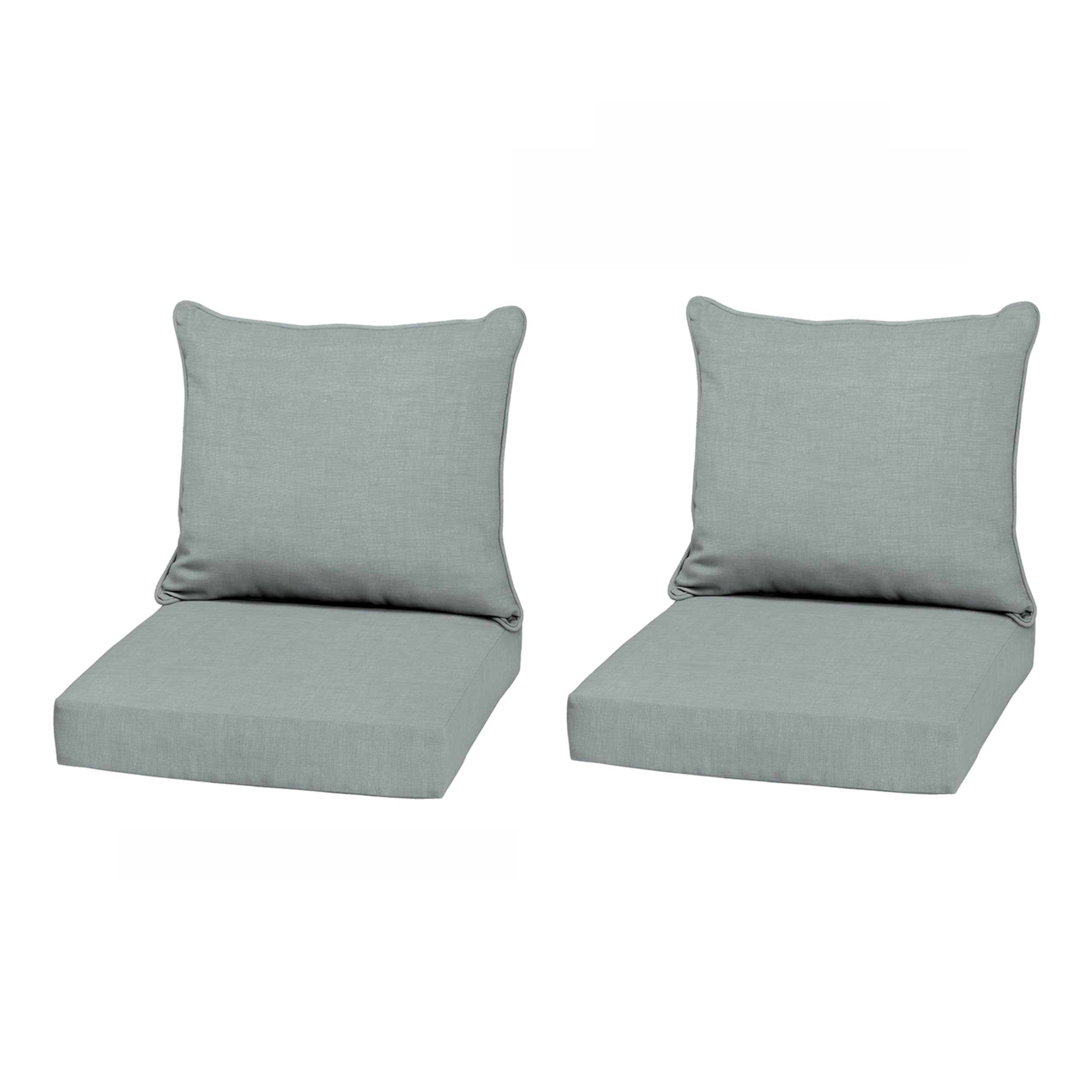 Arden Outdoor Deep Seat Cushion Set, 2-Pack, 22x24, Stone Grey