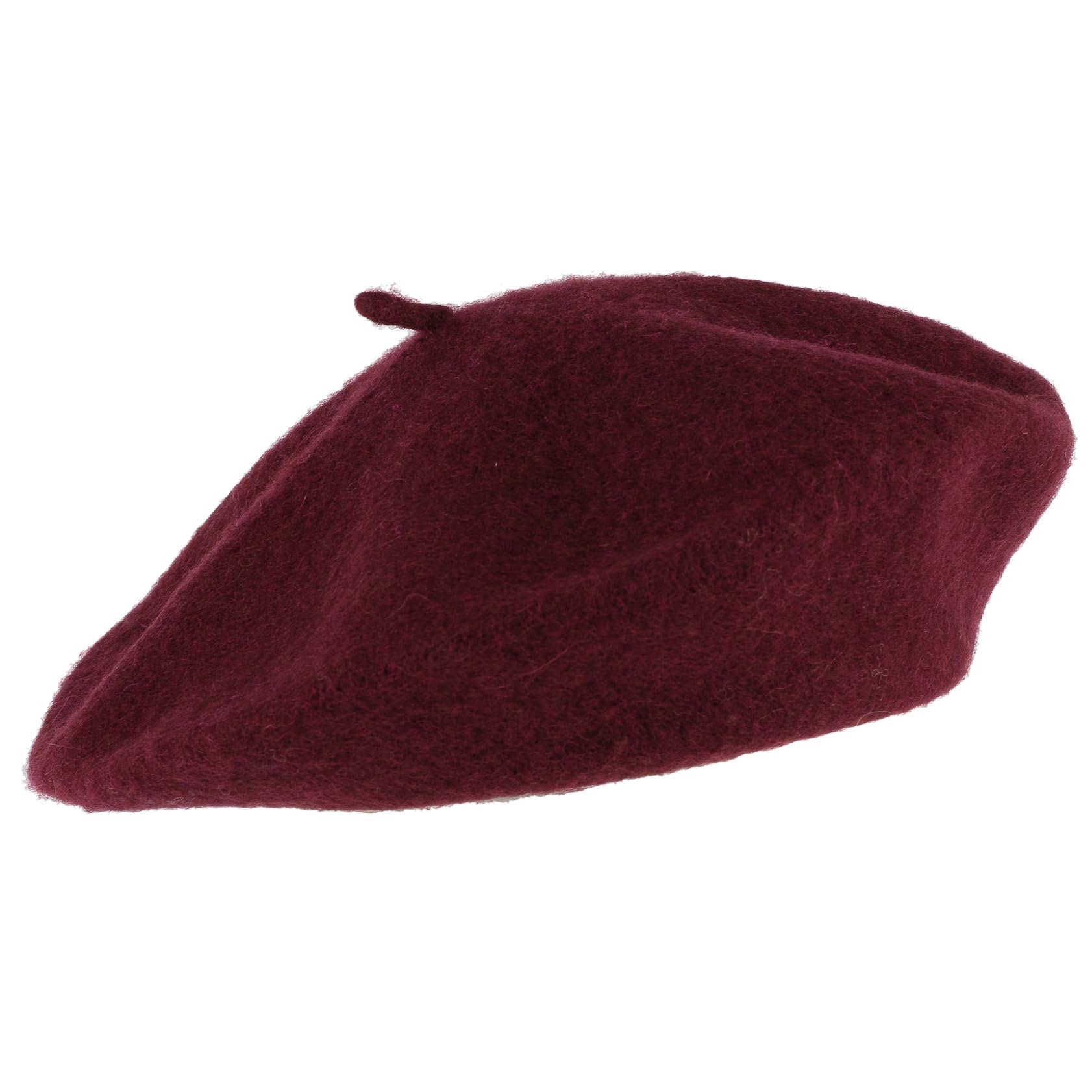 Wool Blend French Beret Cap for Men and Women in Plain Colours (Burgundy), Burgundy, One size