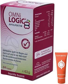 OMNi-LOGiC Apfelpektin 1x 84 Kapseln I Quillt im Magen und Darm auf I wertvolle Ballaststoffe für Darmbakterien I für eine gesunde Darmflora und Verdauung I Spar-Set plus Pharma Perle give-away