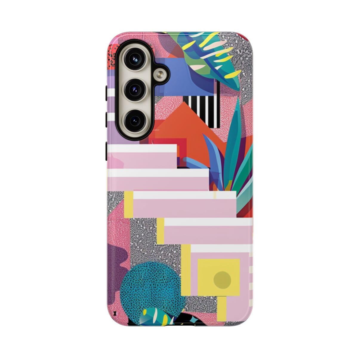 Coque Samsung S24 Plus multicolore géométrique et botanique rigide