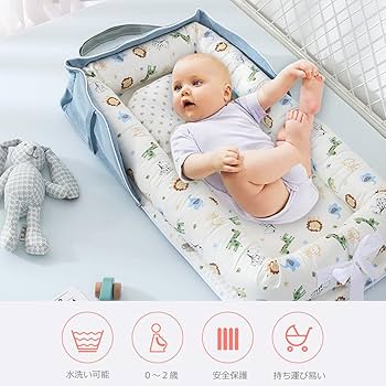 【良品】Maydolly ネイビー ベビーベッド 未使用】Maydolly キャスター付き ベビーベッド【ブルー】