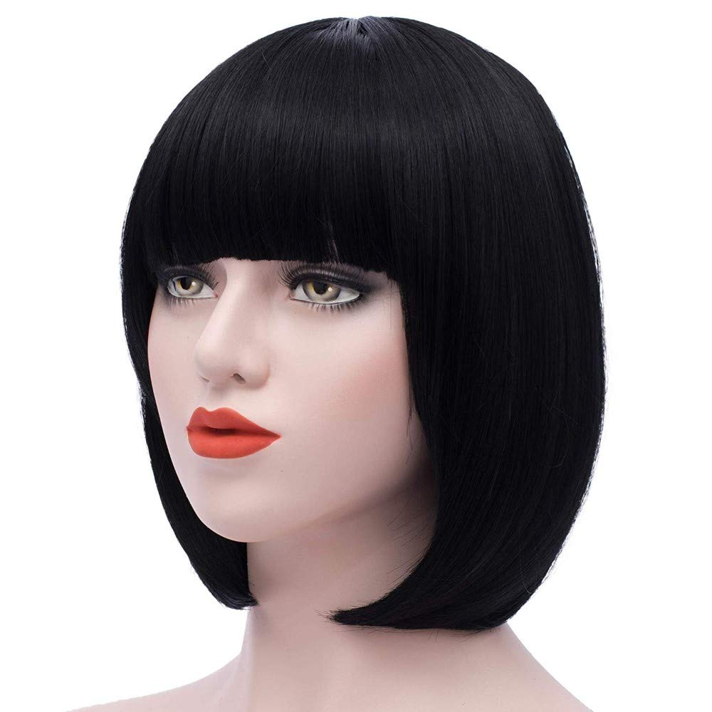 LUSH LOCKS® Short Bob Wigs for Women/Girls Wig Natural looking real hair type synthetic hair wig