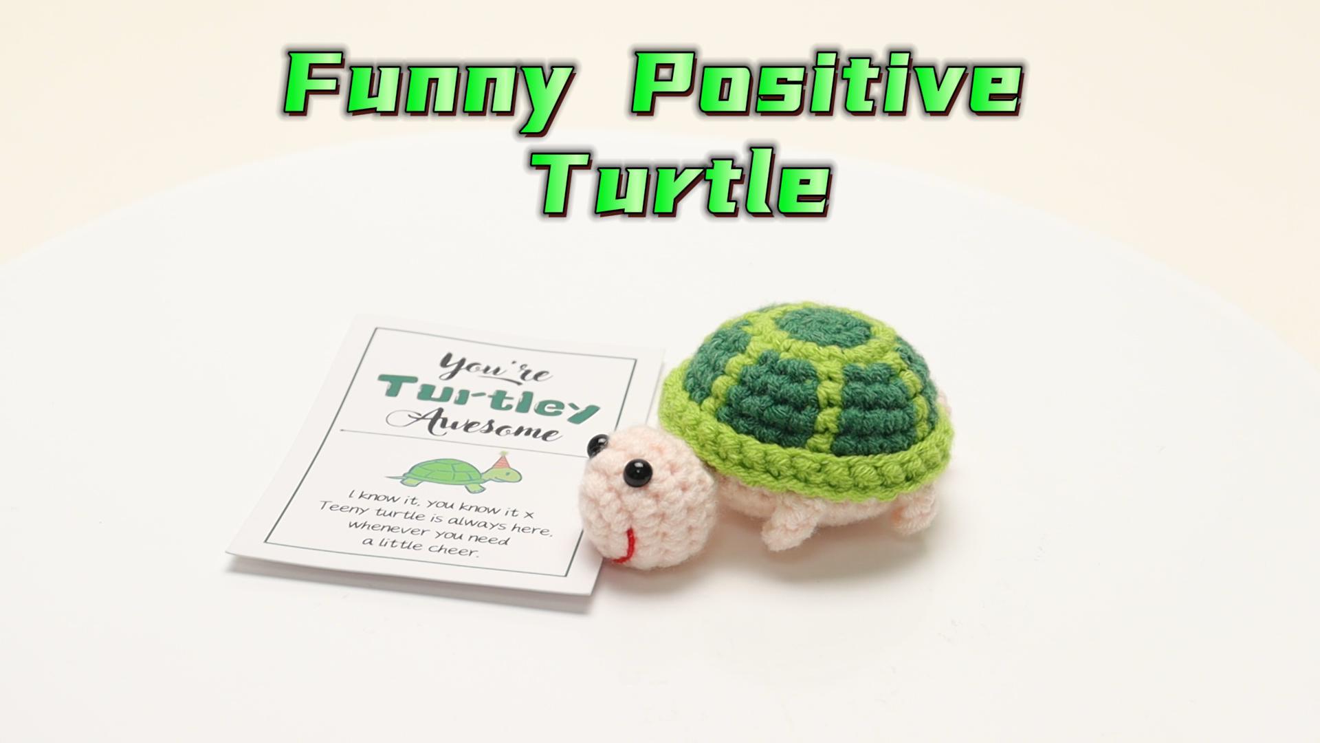 Maziky Mini tortue de mer amusante au crochet avec cartes d'affirmations positives pour cadeaux inspirants (1P, pomme de terre marron