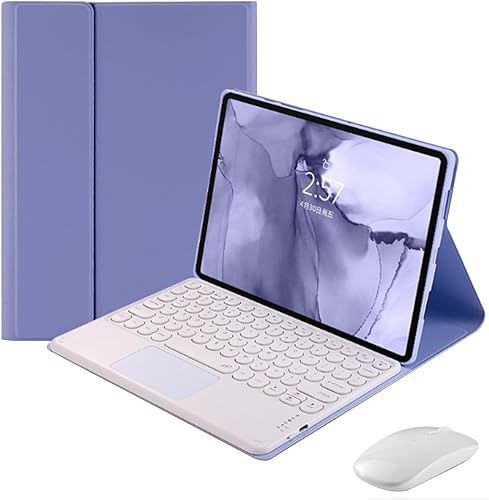 Miniatura 8 de Funda con teclado táctil para tablet Xiaomi Pad 66 Pro de 11.0 pulgadas, funda con teclado folio con linda llave redonda, teclado y mouse