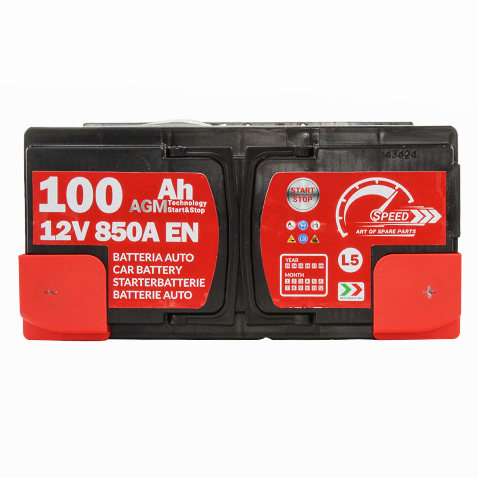 SMC bateria Auto Speed 100Ah AGM 850A L5 Start Stop polo positivo a destra 353x175x190mm