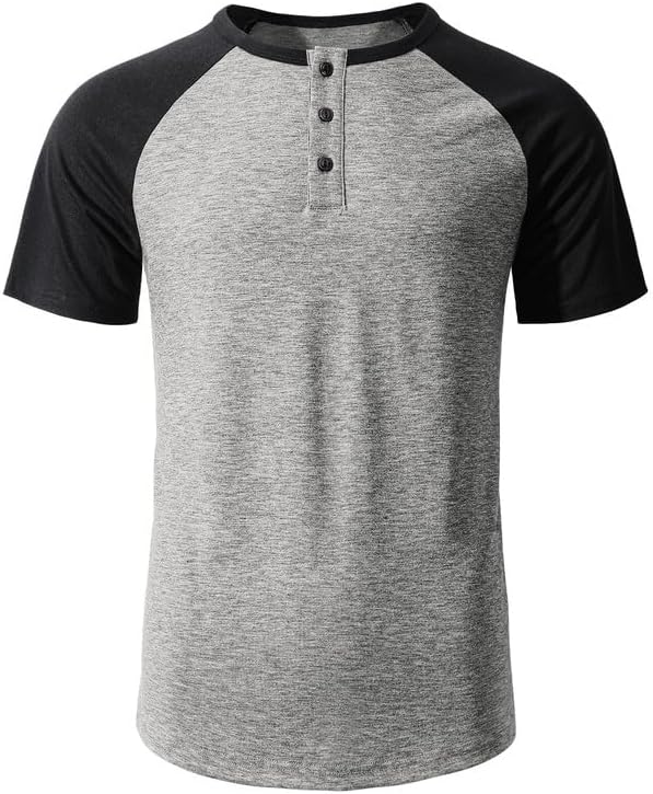 Men's Henley Shirts Cotton T-Shirt Short Sleeve/Long Sleeve Shirt Casual Stylish - Image 4