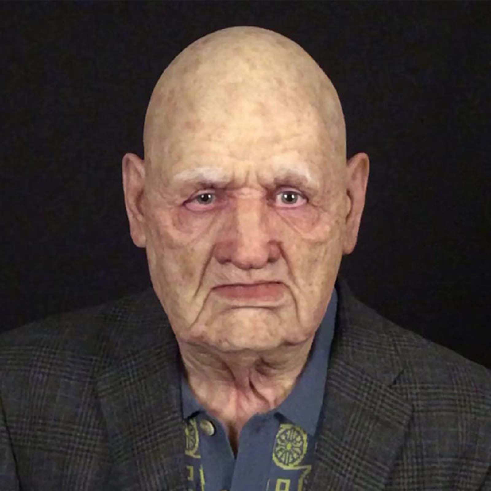 Old Man Mask Realistic Halloween Masquerade Latex Human Wrinkle Face Mask, D-beige - Image 4