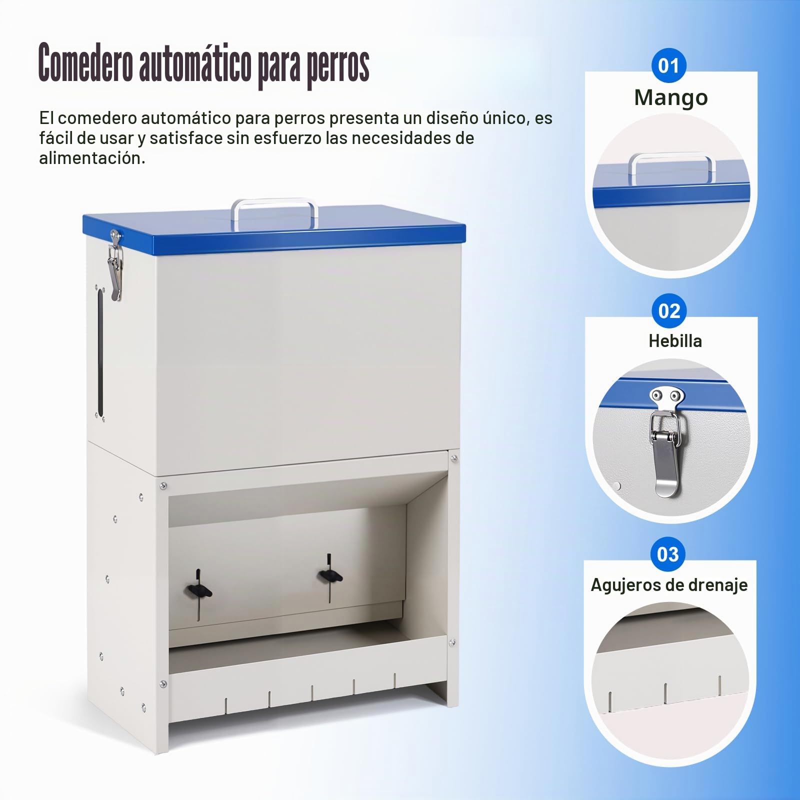 Comedero Automático para Perros, Alimentador de Metal Galvanizado para Interiores y Exteriores, Dispensador Automático de Gravedad de 25 Lbs, Adecuado para Perros Pequeños, Medianos y Grandes
