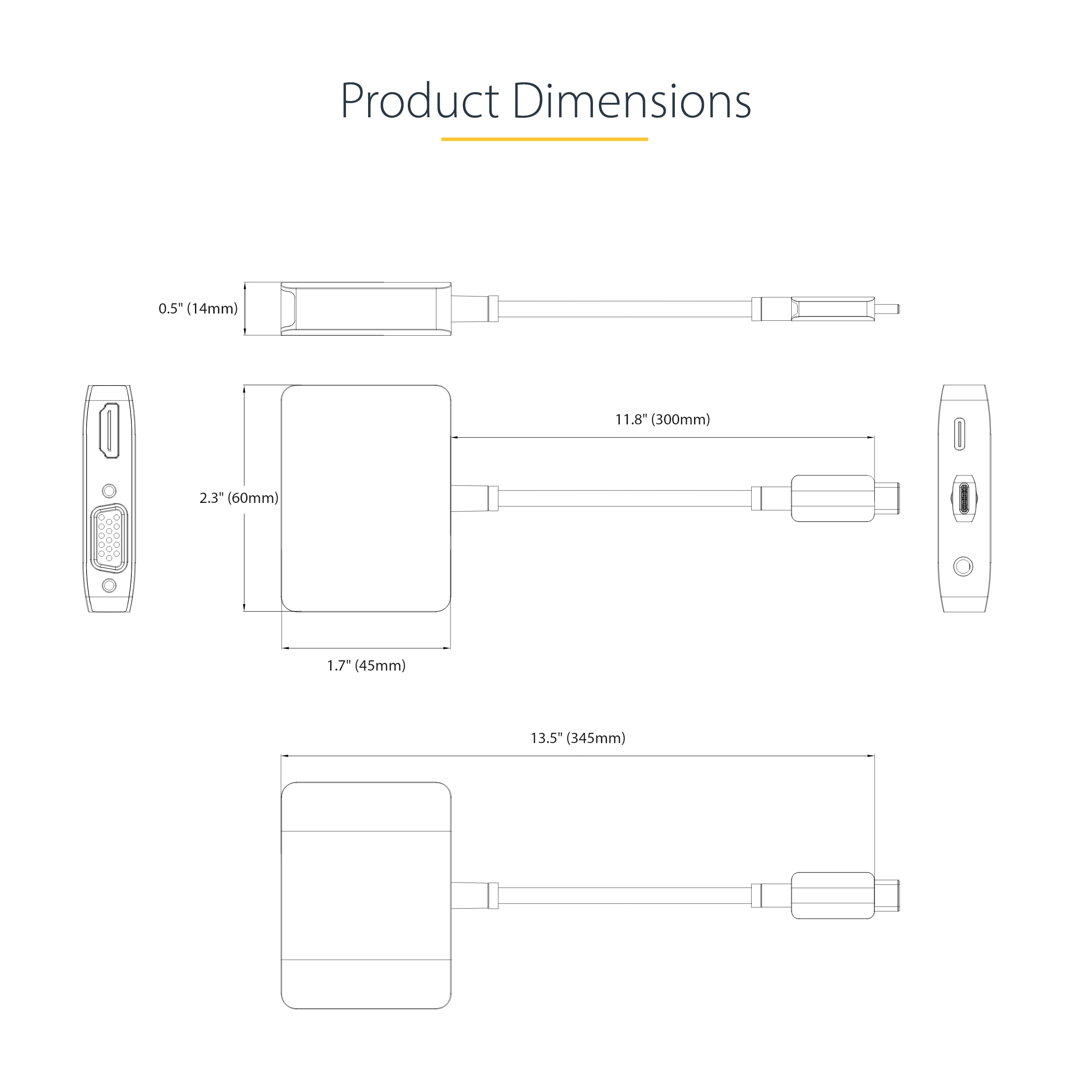 StarTech.com Adaptador de Vídeo USB C, Adaptador Multipuertos USB Tipo C a HDMI VGA con Salida de Audio de 3,5mm, HDR 4K a 60Hz, PD 3.0 de 100W, Compatible con Thunderbolt 3/4 (122-USBC-HDMI-4K-VGA)