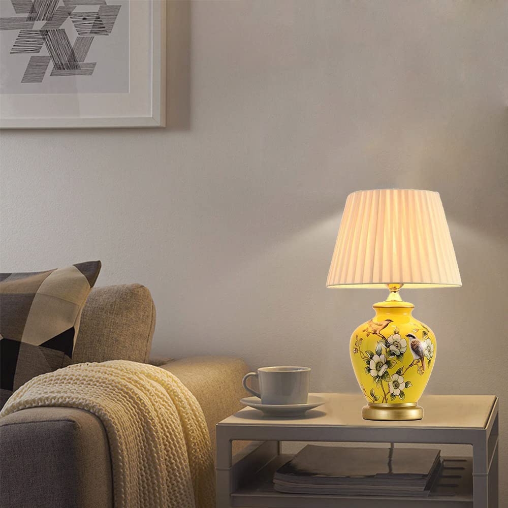Mengjay Lampada da tavolo salotto lampada Vintage,Ceramica Lampada da scrivania,E27 Lampada comodino per camera da letto, studio, comodino, scrivania(lampadine non incluse) (Verde