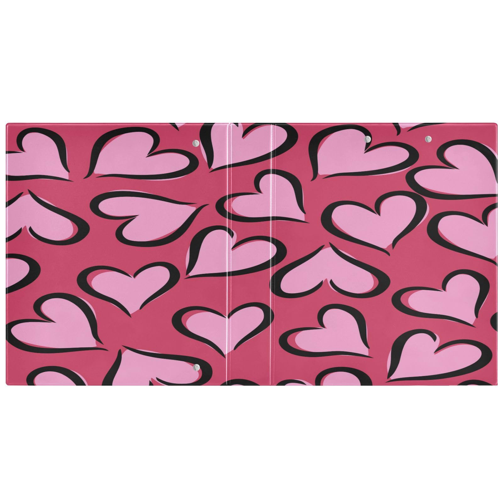 SKYSHU Love Heart - Raccoglitori ad anelli rotondi con 3 tasche interne in PVC trasparente, impermeabili, robusti, 3,8 cm, con clip in metallo antiscivolo, raccoglitori versatili per 200 fogli,