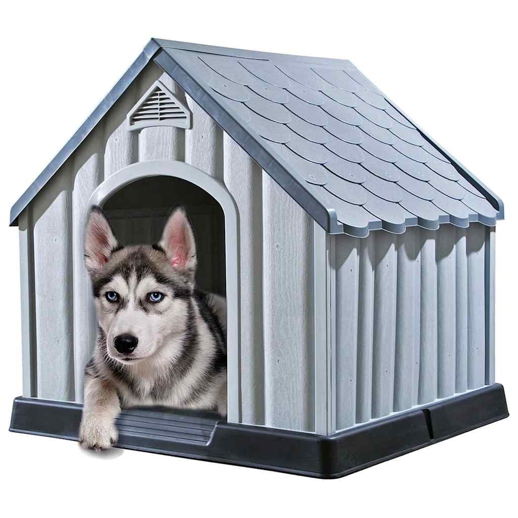 Cuccia per cani in plastica grigia, 92 x 87 x 91 cm, resistente