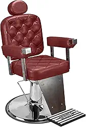 Cadeira de Barbeiro Marri Dubai, Cadeira Giratória e Reclinável para Barbearia e Salão de Beleza, Estrutura em Aço Reforçado, Estofamento Premium, Base em Metal e Apoio para Pés (Vinho)