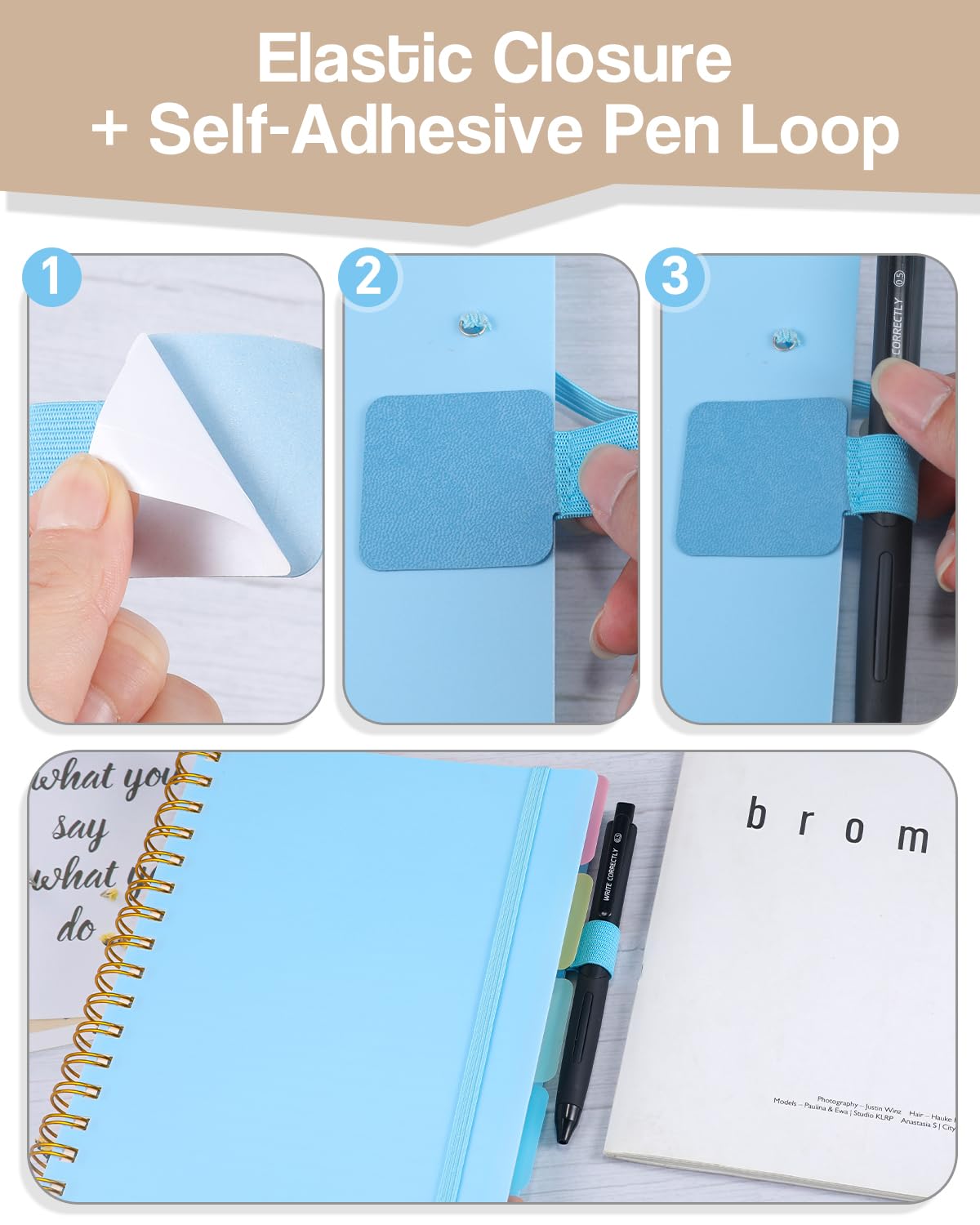 Taccuino A5 con Separatori - Carta 100g/m² Anti-Trasparenza, 300 Pagine, Copertina Rigida in PVC, Rilegatura a Spirale per Scuola, Ufficio e Regali
