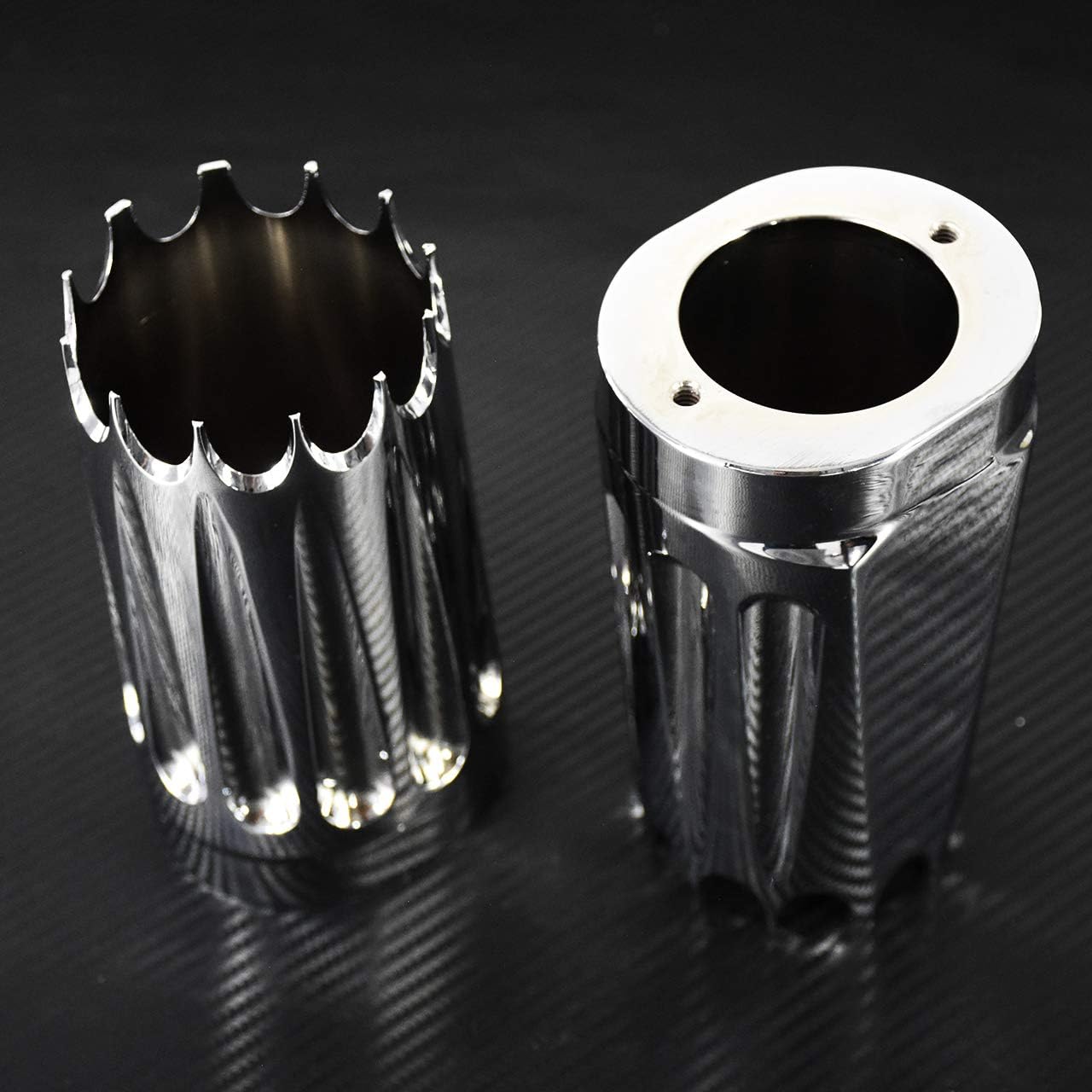 Motorcycle Upper Fork Boot Slider Covers Front Fork Boot Slider Covers Fit For Harley Touring Street Glide Road Glide Electra Glide Road King Trike 1984-2025 (Chrome-Gear)