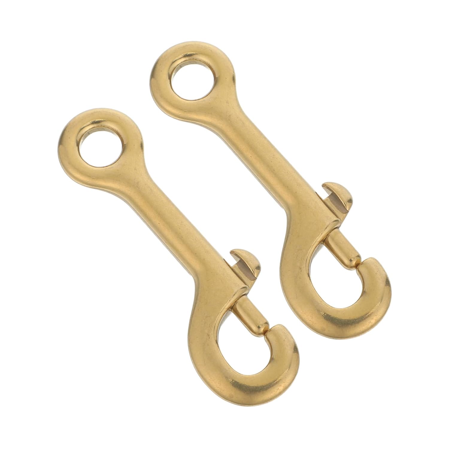 2pcs Double Ended Hook Clasp Made of Brass, Copper Strap Buckle with Polished Finish, Heavy Duty Double Locking Snap Hook for DIY Crafting and Connecting Straps or Lanyards