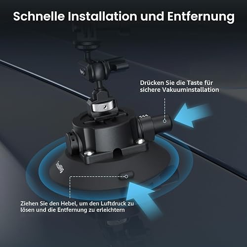 SMALLRIG Support à Ventouse 4,5" avec Bras Articulé à Rotule, Compatible avec Les Caméras d'action DJI Osmo Action 6/5 Pro/4, Insta360 x5 et GoPro 13/12, Charge Maximale 1,5 kg - 5855B - 5